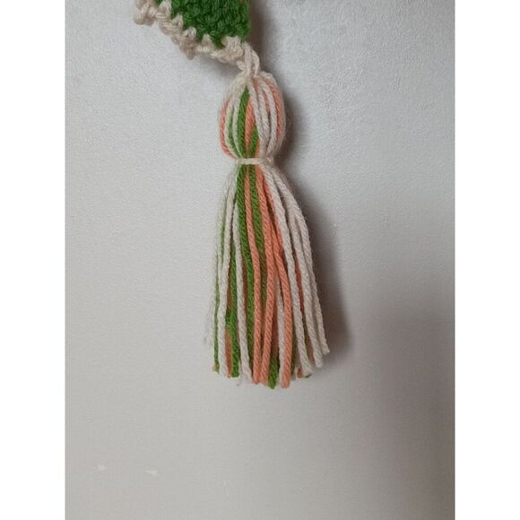 Handmade Colorful Green Cream & Coral Acrylic Crochet Spiral Wind Spinner Decor - Picture 8 of 8